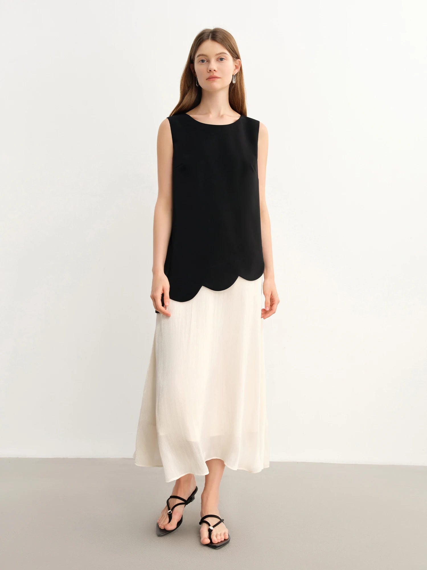 Color Block Fake Two-Piece Dress Chic Summer Design Loran