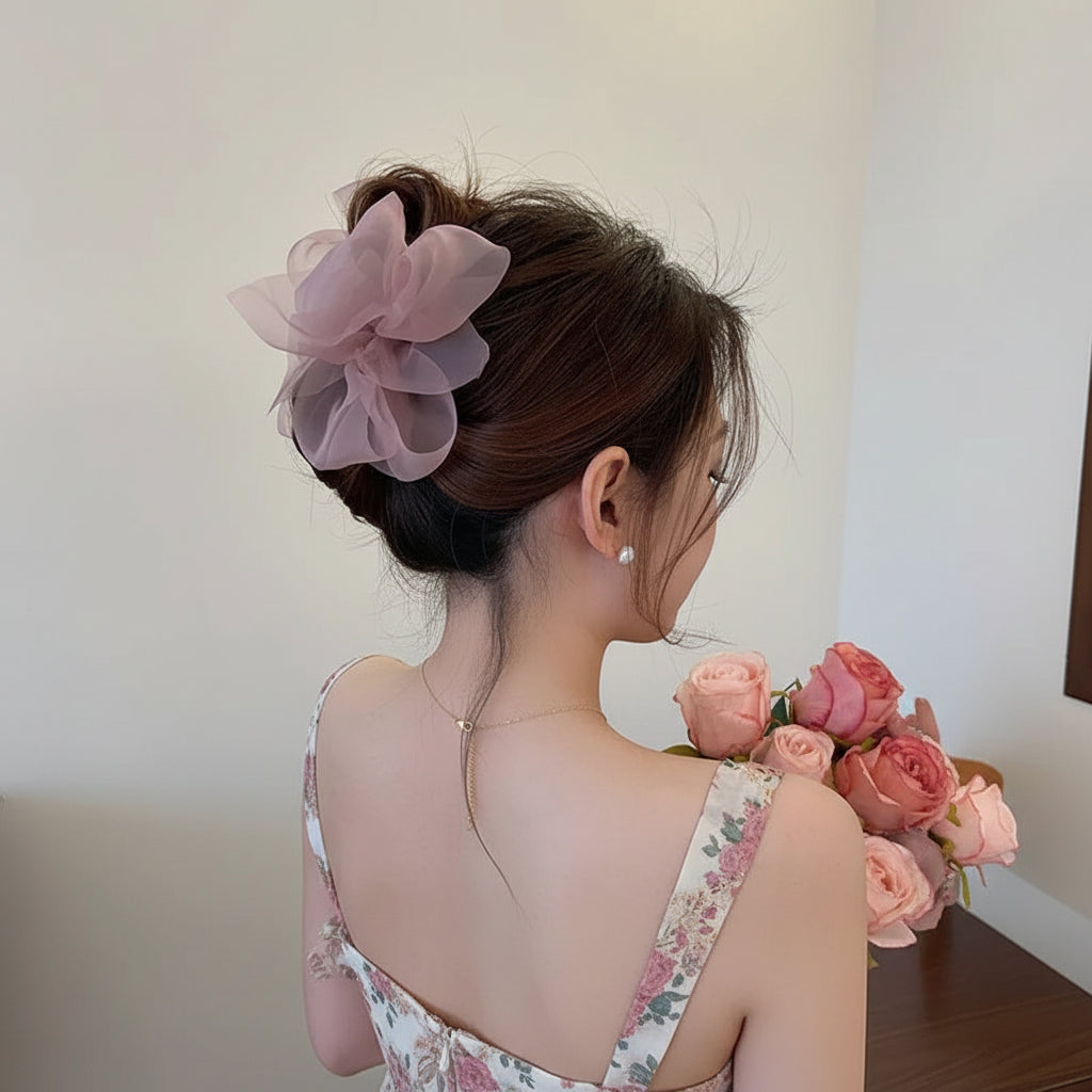 Mesh Bow Biral Claw Clip Elegant Hair Accessories