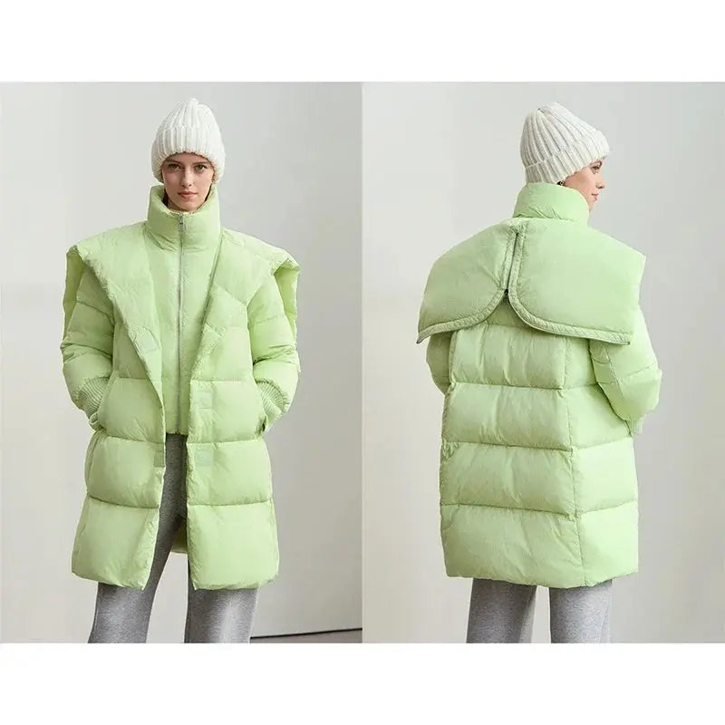 Magnetic Buckle Hooded Down Coat - Loran