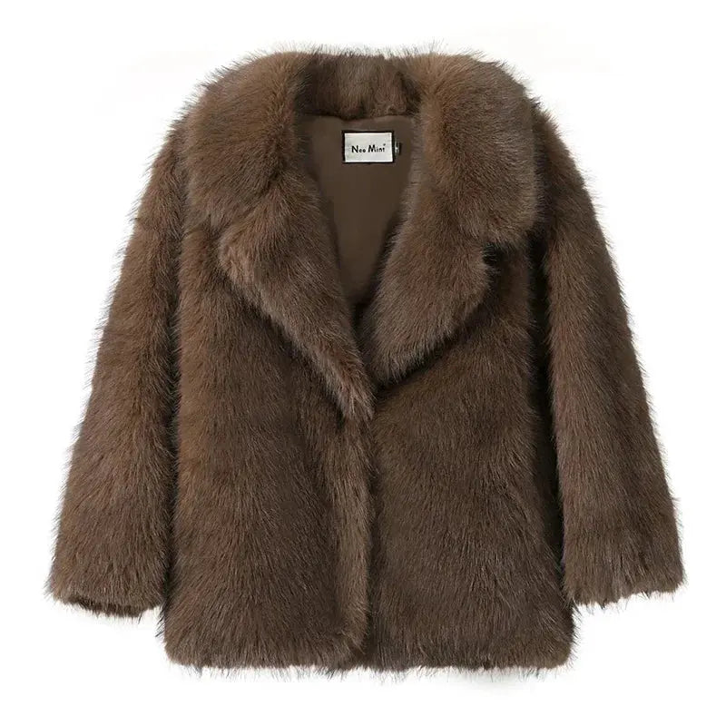 On-Trend Fluffy Faux Fur Overcoat for Women - Loran