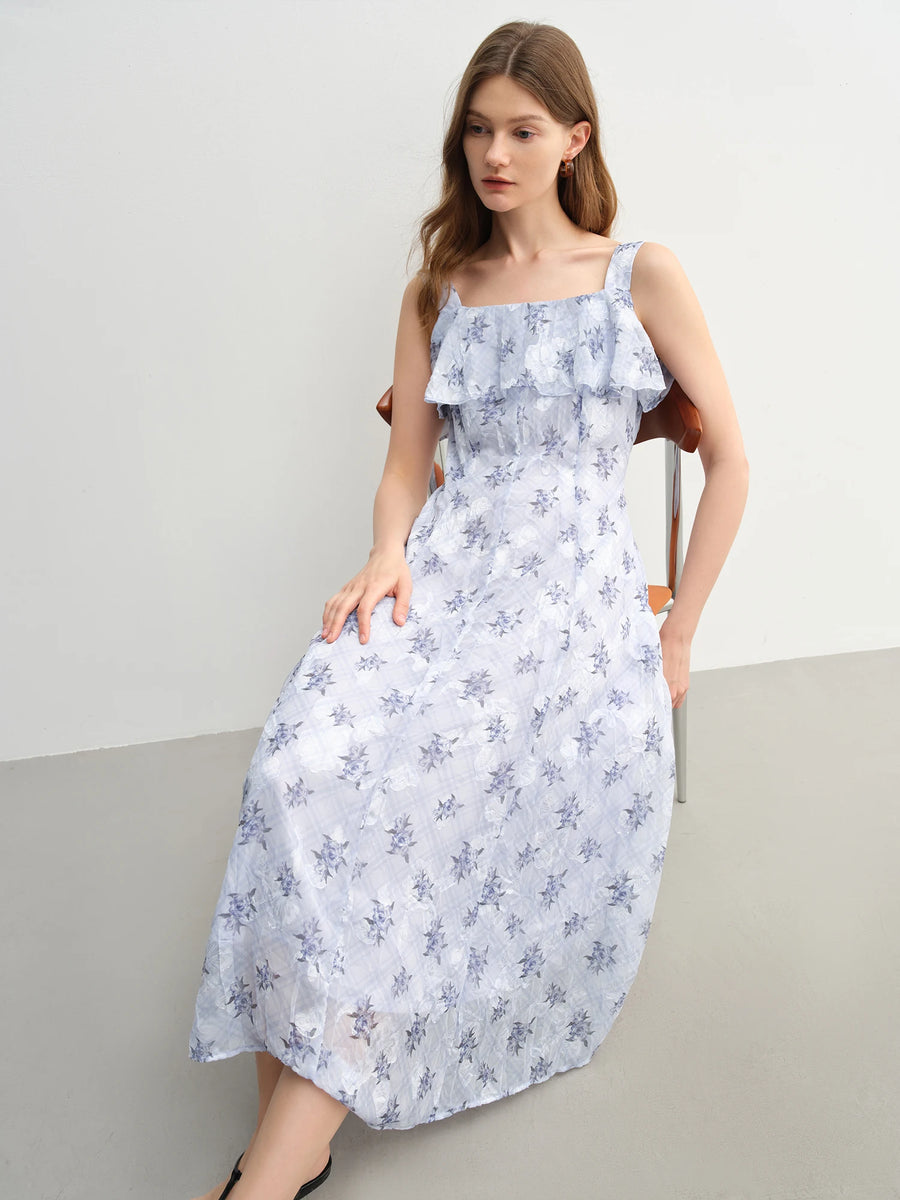 Slim-Fit French Rose Summer Dress