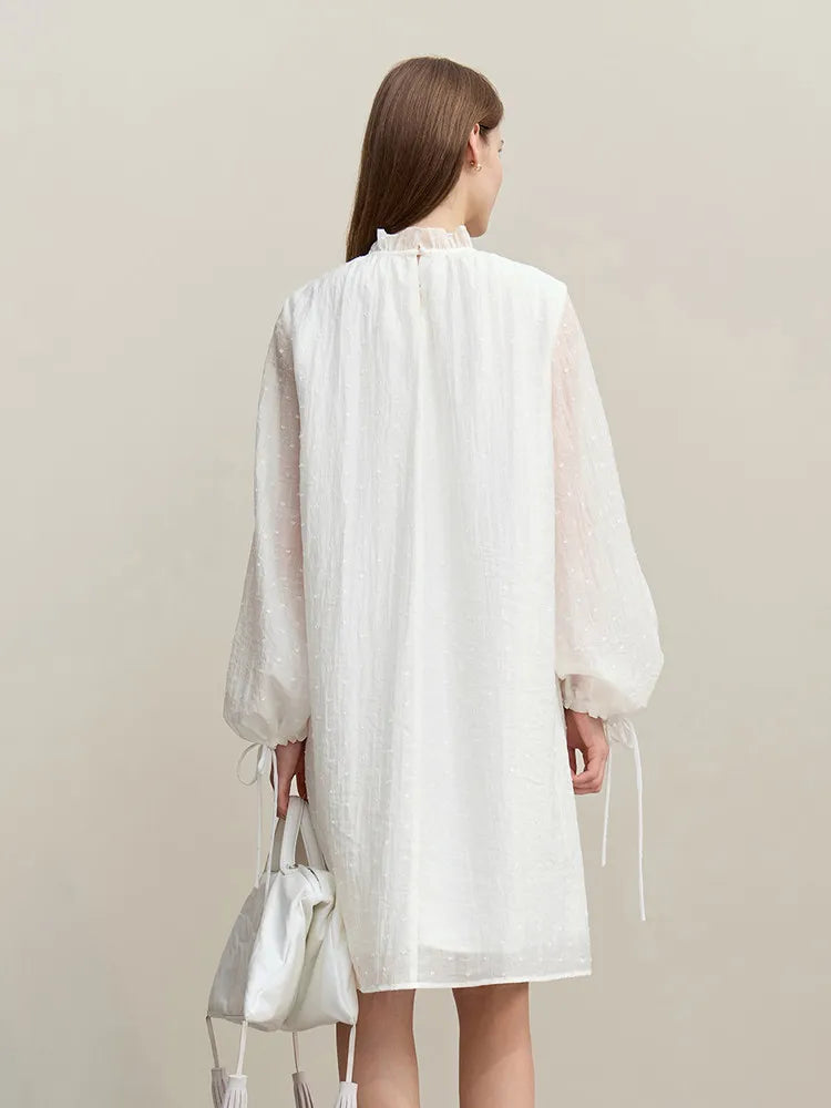 Spring Ruffled Embroidery Elegant Loose Fit Dress
