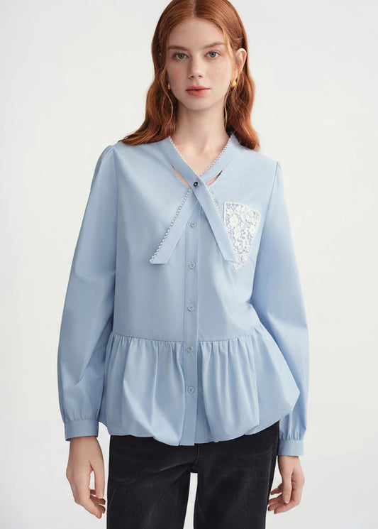 Plus Relaxed Lace Shirt Winter Long Sleeve Loran