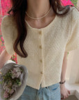 Chic White Summer Blouse - Sweet O-Neck Style