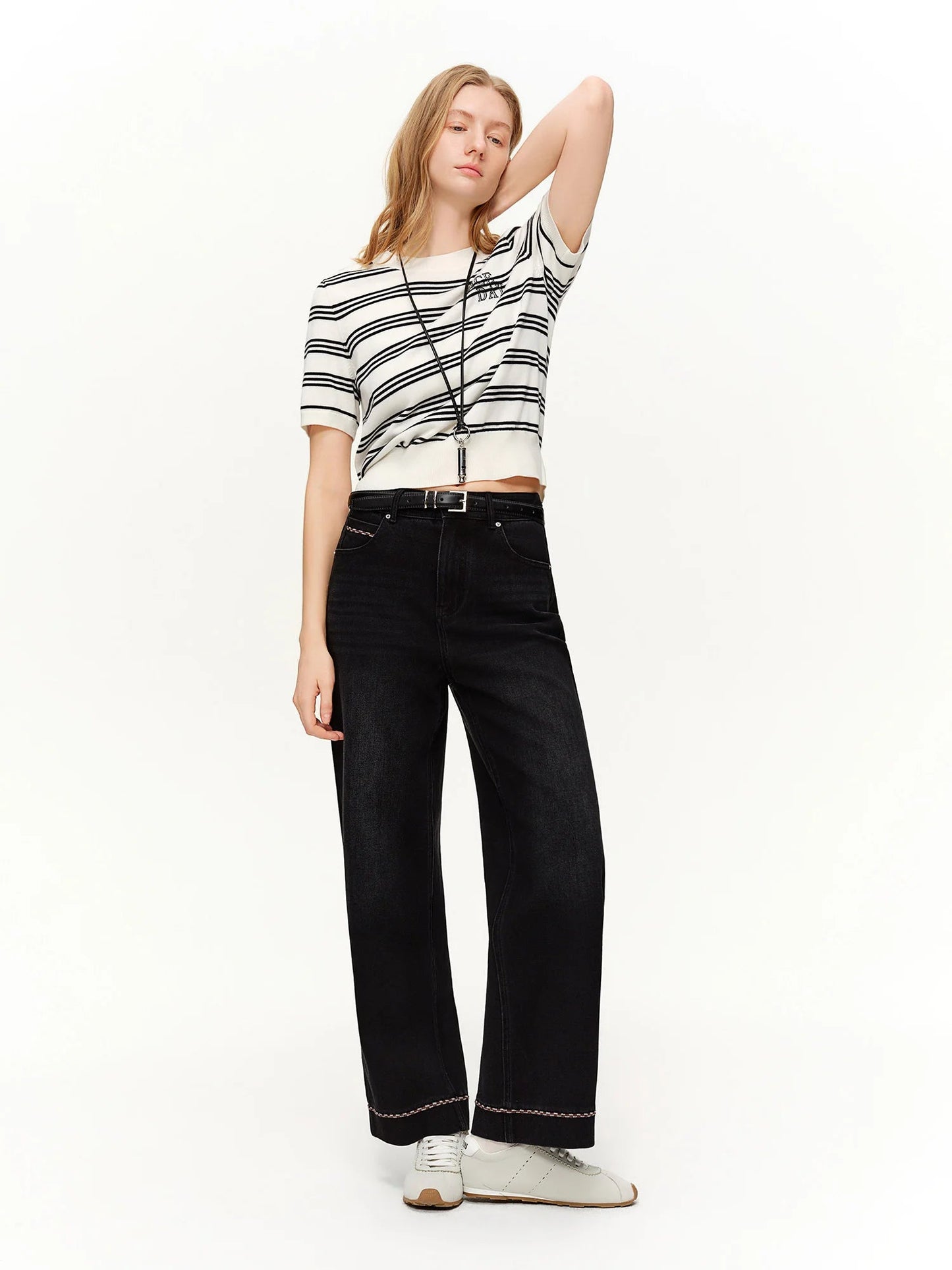 DUSHU Double-length Jeans Women High-waisted Slim-fit Classic Baguette Pants High Waist Elegant Office Lady Spring Trendy Loran