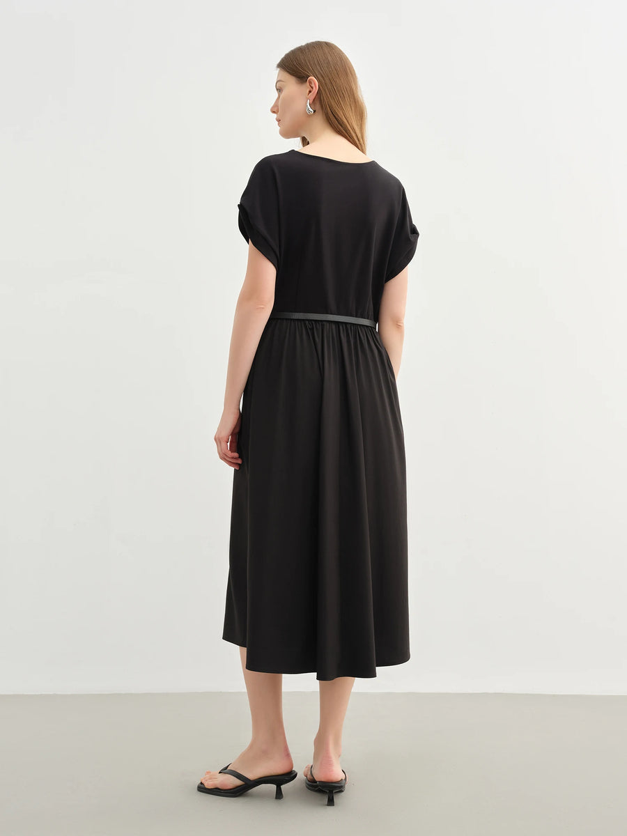 Elegant Plus-Size V-Neck Waist Dress