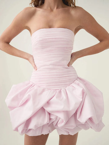 Ruffled Slash Neck Mini Dress