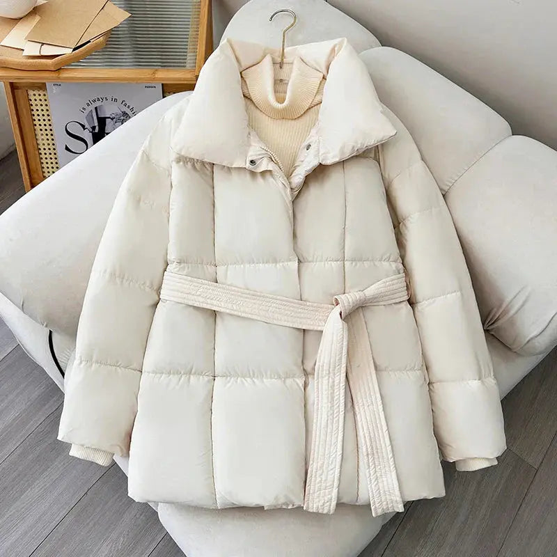 Turn-Down Collar Belted Parka - Loran