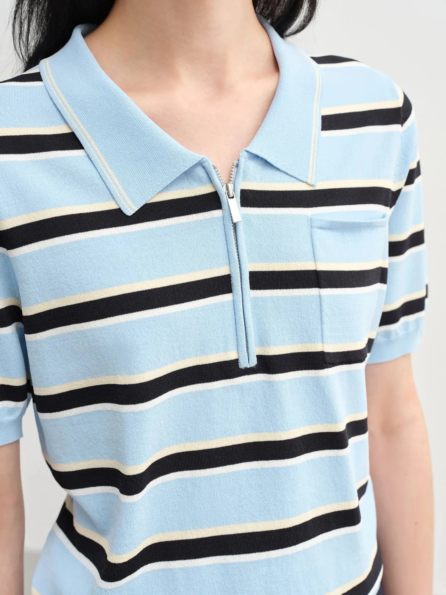 Structured Knit Top with Flattering Contrast Stripes - Loran