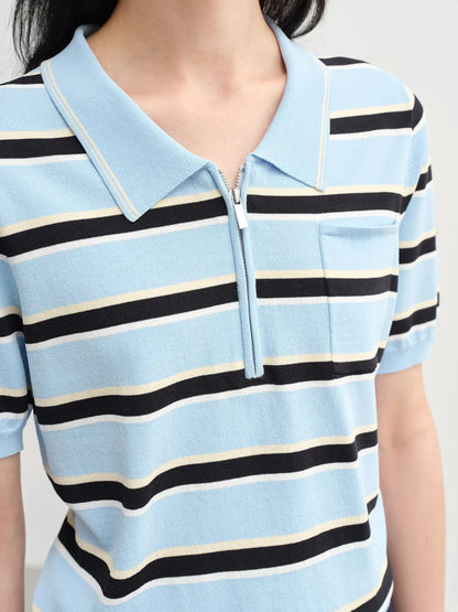 Structured Knit Top with Flattering Contrast Stripes - Loran