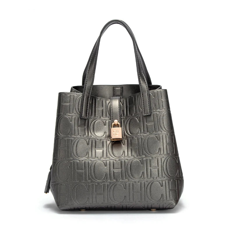 CHCH Women's Steel Embossed Tote Bag Handheld Bun Mother Bag