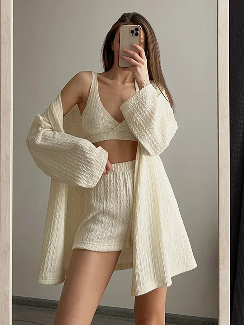 Women's Sleepwear 3-Piece V-Neck Pajama Set Loran