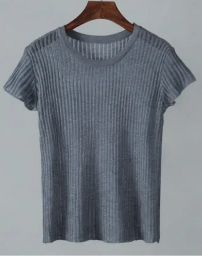 White Striped See Through Elegant Top - Loran