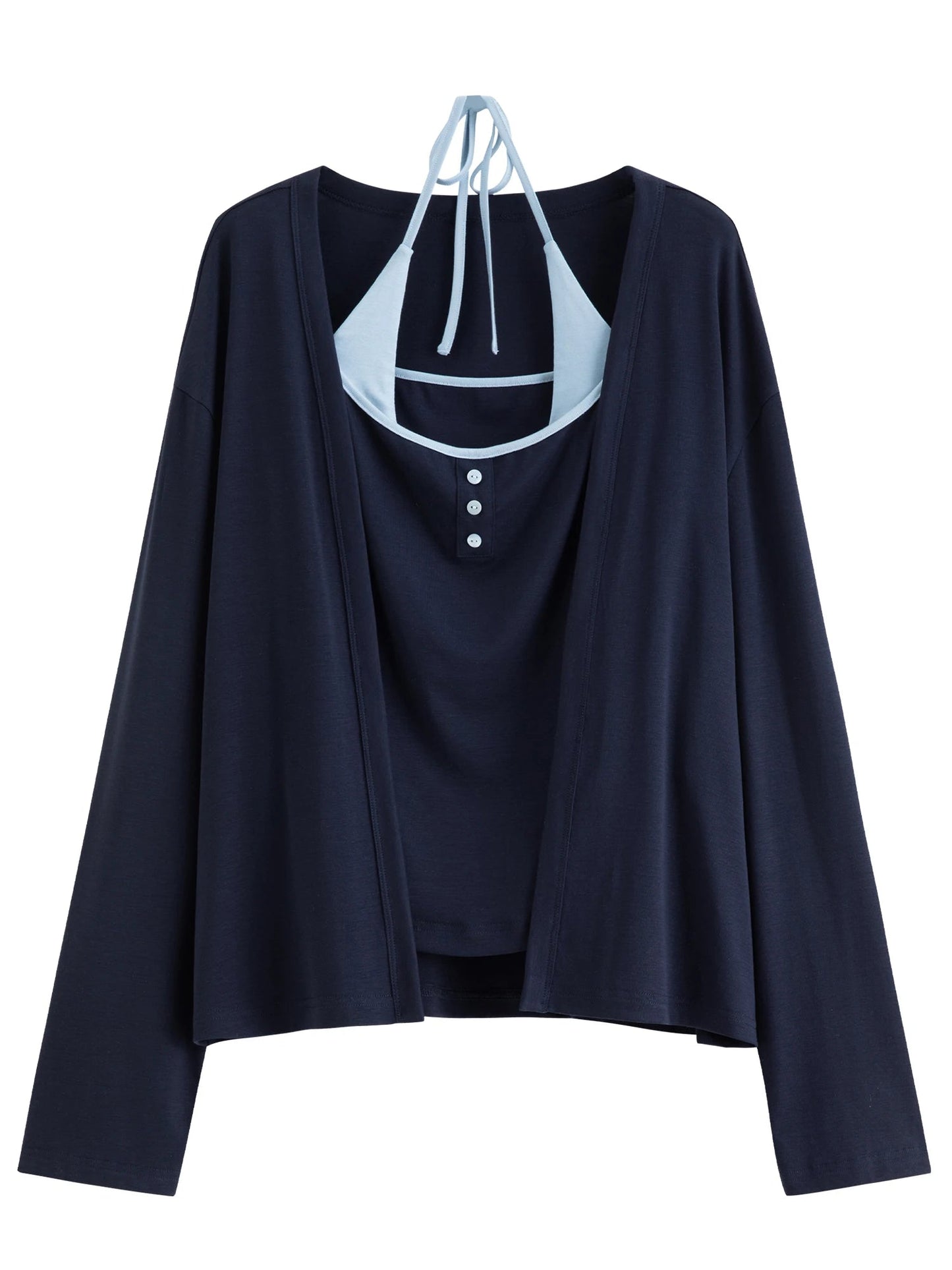 Spring 3-Piece Casual Skirt Suit Women's Color-Block Set Loran