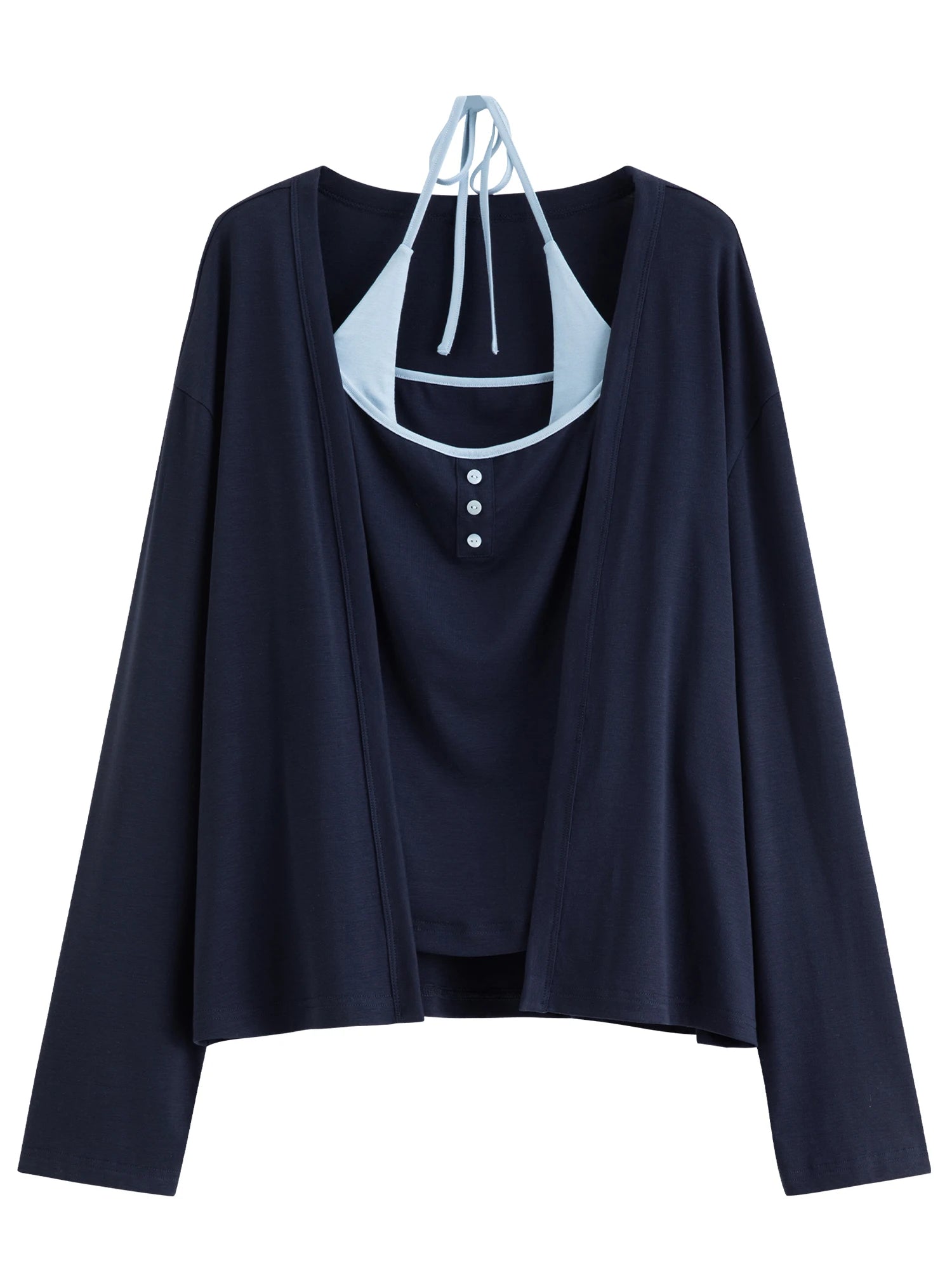 Spring 3-Piece Casual Skirt Suit Women's Color-Block Set Loran