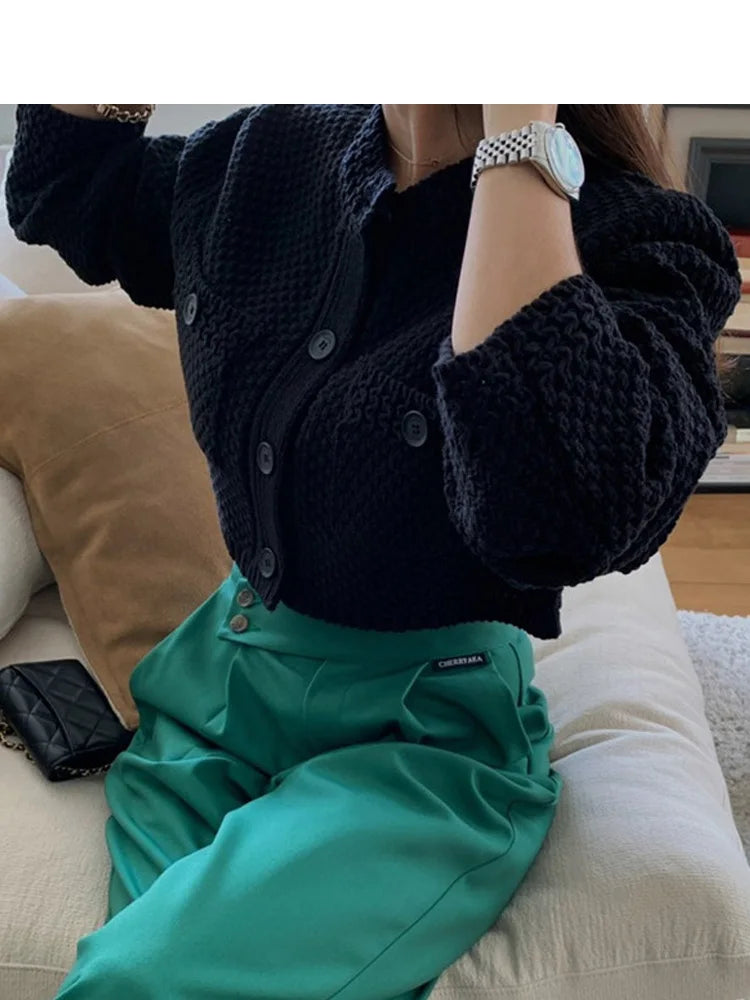 Women's Short Knit Cardigan Sweater Coat.