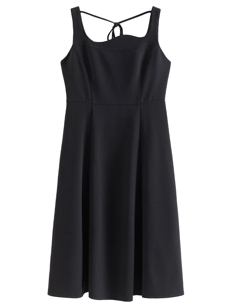 French Style Corrugated Collar Black Dress Loran
