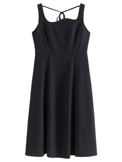 French Style Corrugated Collar Black Dress Loran