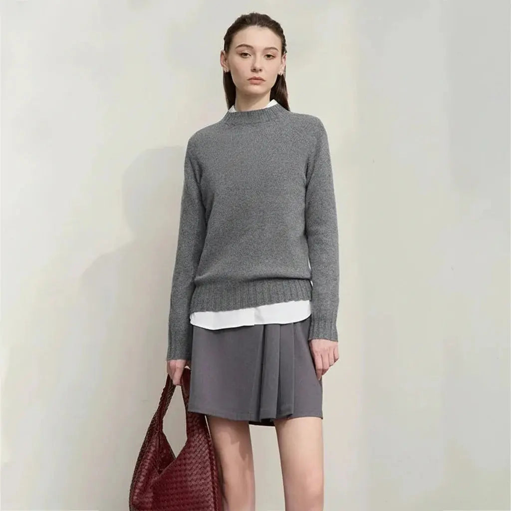 Solid Color Long Sleeve Knit Top - Loran