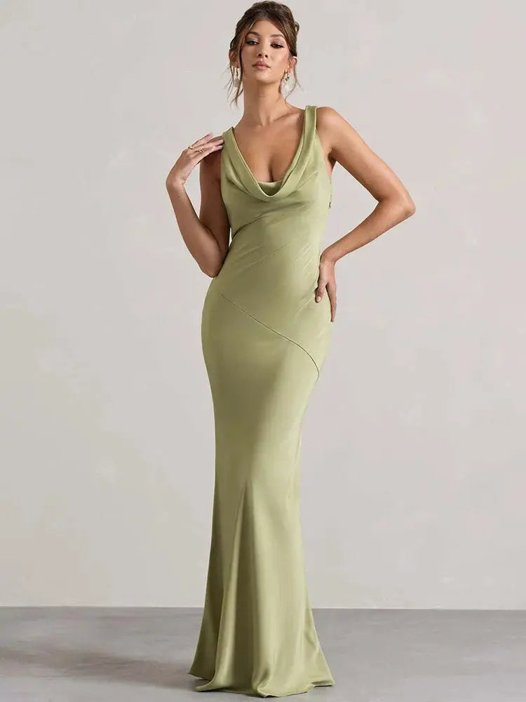 Sleeveless Lace-Up Backless Party Gown - Loran