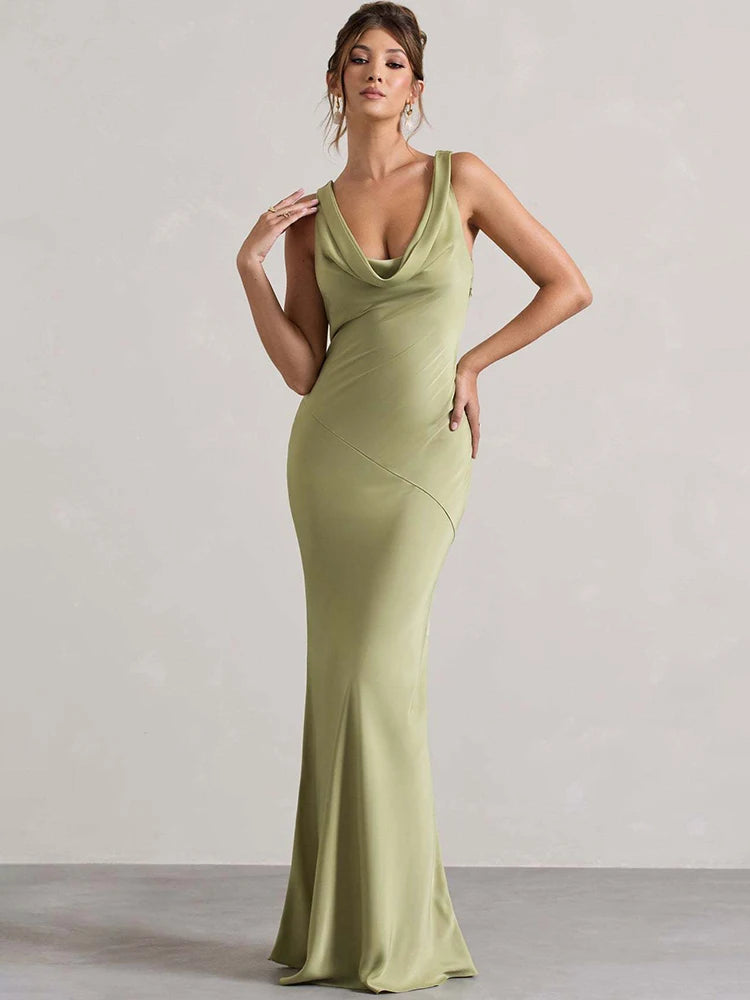 Sleeveless Lace-Up Backless Party Gown