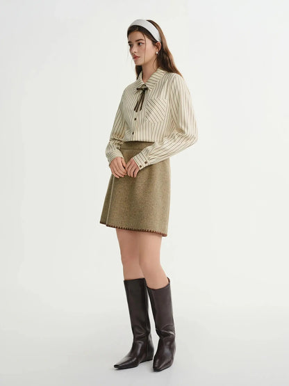 Plus Size Caramel Striped Layering Shirt - Loran