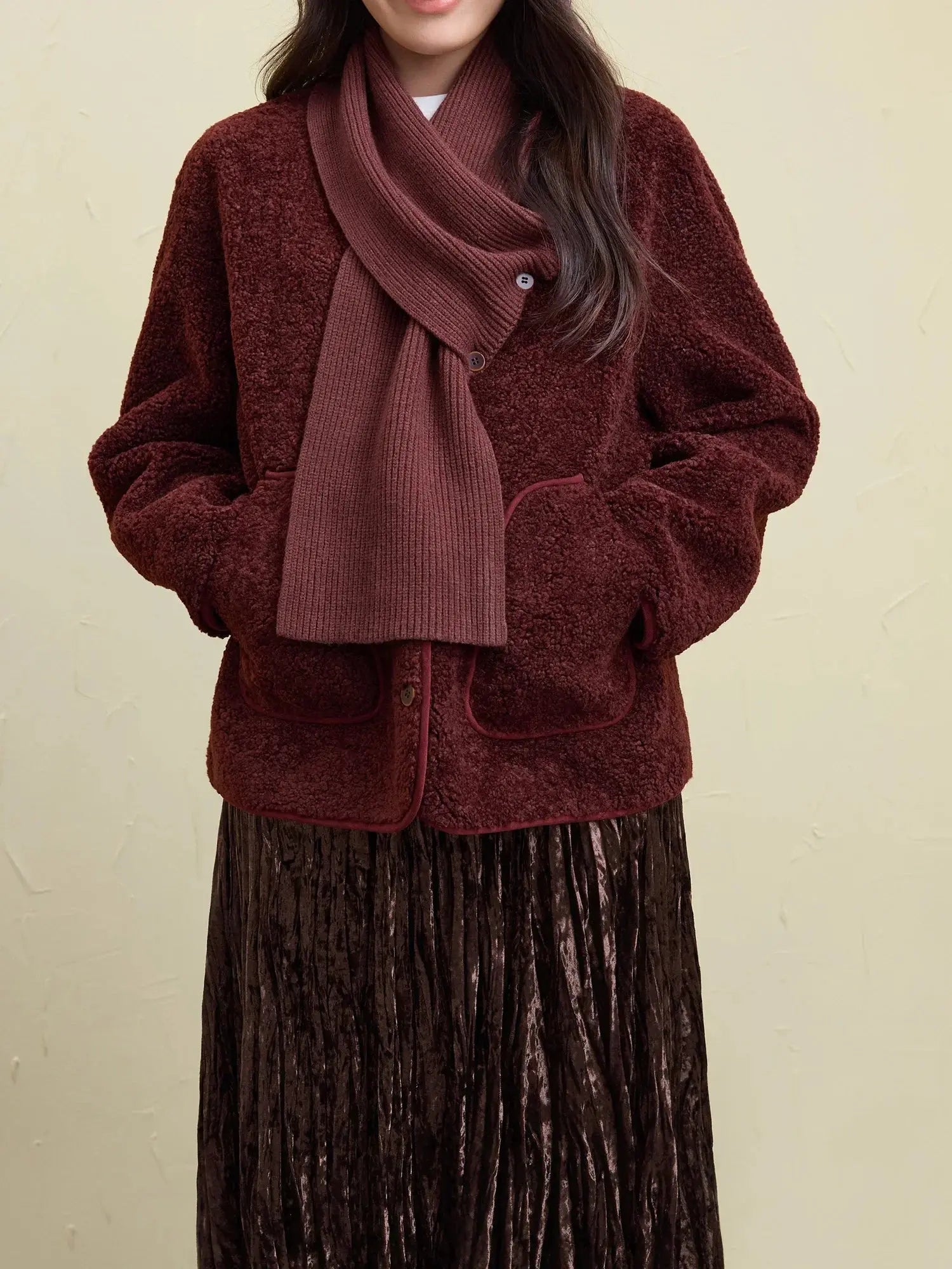 Chic Faux Fur Winter Coat with Coordinating Scarf - Loran