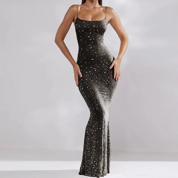Elegant Sequin Maxi Dress Fashion Glitter - 3IN SMART Shop  #