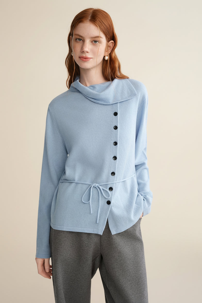Plus Size Irregular Collar Knit Sweater Winter Women's Top Loran