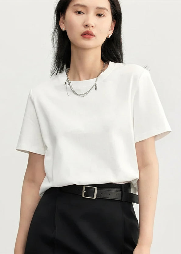 Basic O-Neck Tee Casual Solid Short Sleeve T-Shirt Loran