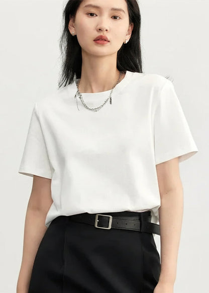 Basic O-Neck Tee Casual Solid Short Sleeve T-Shirt Loran