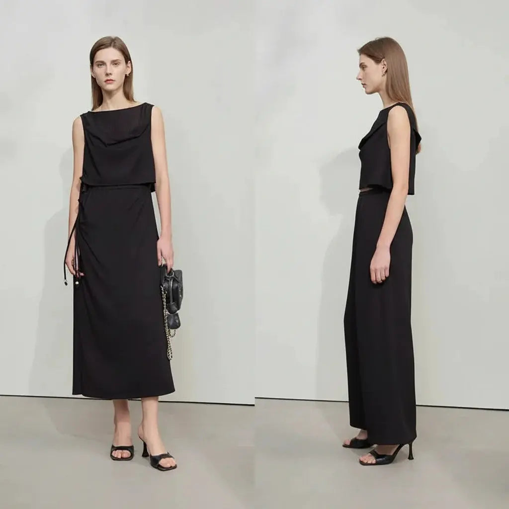 Minimalist Sleeveless Drawstring Knit Dress for Summer - Loran