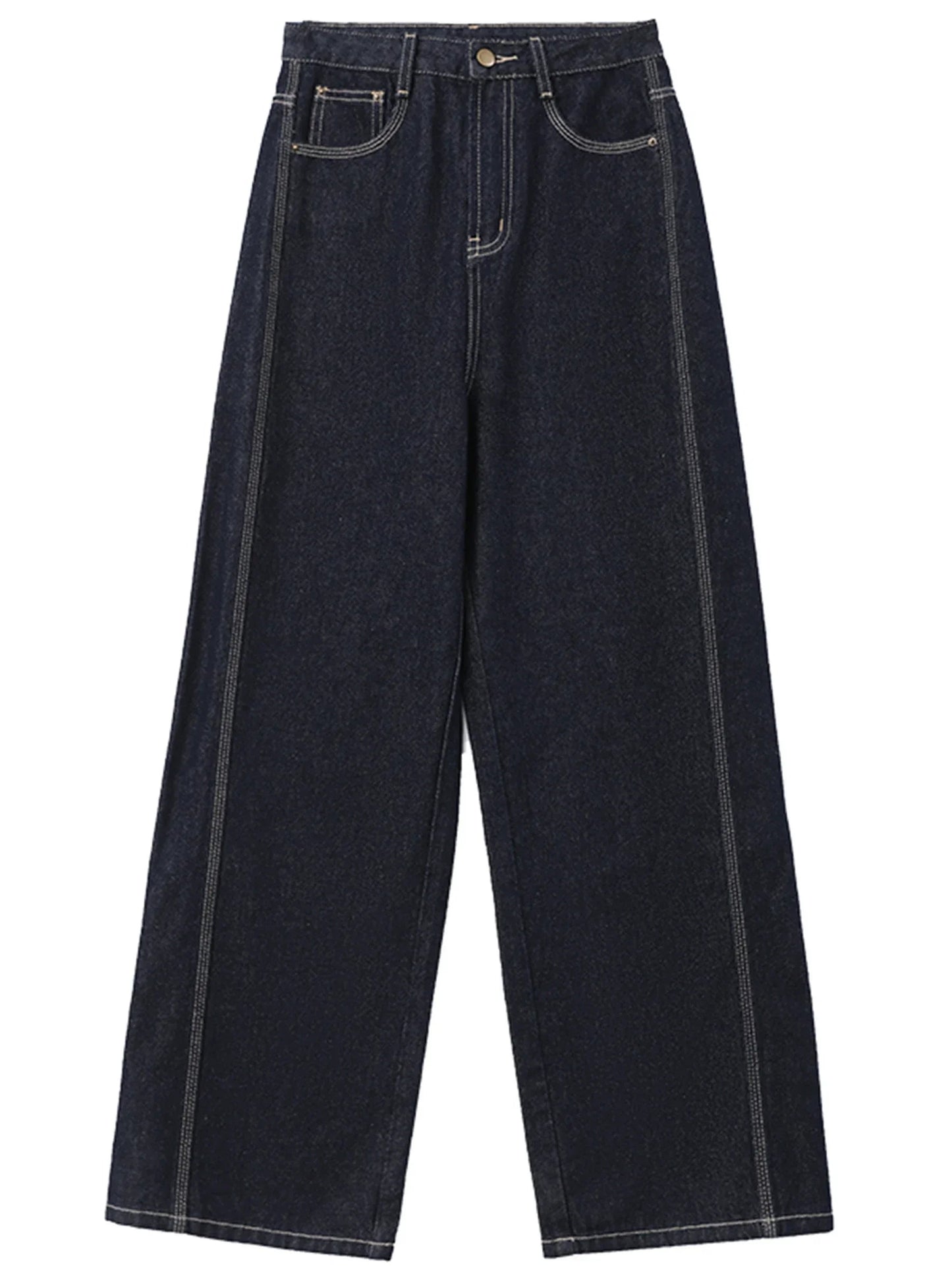 CHIC VEN Women Denim Pants Loose Casual High Waisted Straight Leg Jeans Female Wide Leg Trousers Oversize Autumn Winter 2024 Loran