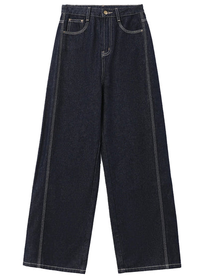 CHIC VEN Women Denim Pants Loose Casual High Waisted Straight Leg Jeans Female Wide Leg Trousers Oversize Autumn Winter 2024 Loran