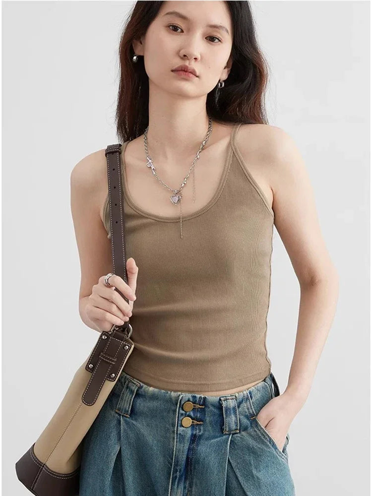 Slim Fit U-Neck Camisole Basic Summer Tank Top