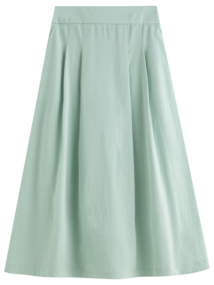 Pleated Short-Sleeve Shirt + Slim Skirt for Summer.