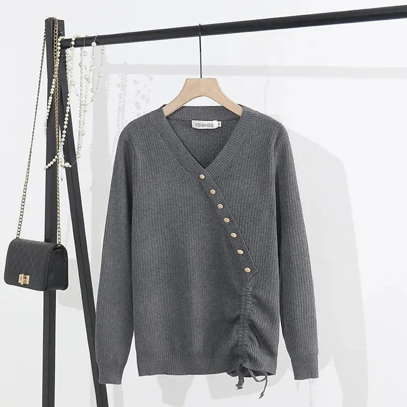 Plus Size Women's Long Sleeve Button Sweater - Loran