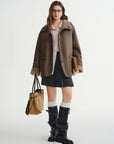Vintage American Style Brown Fur Jacke