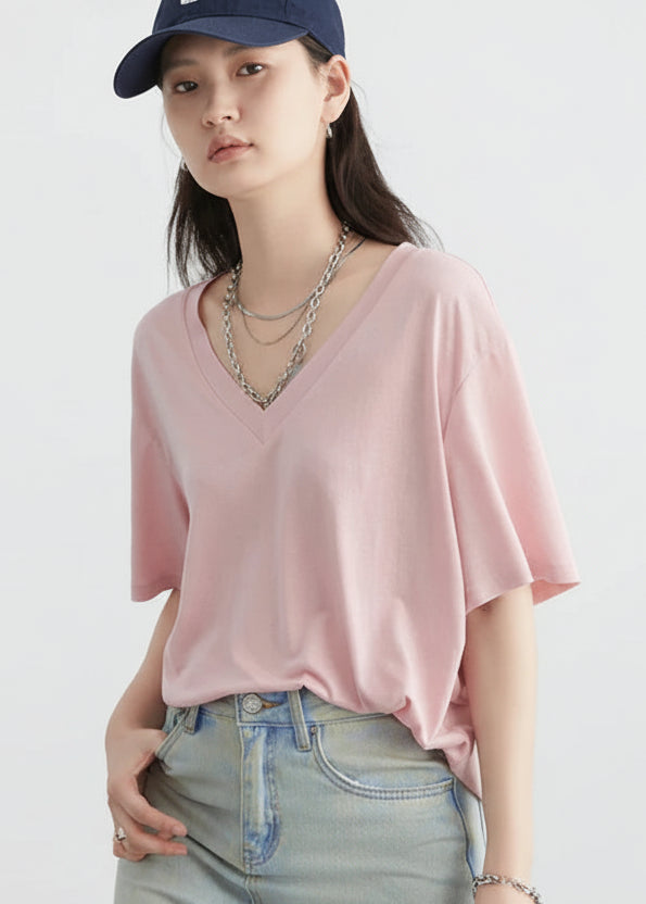 Loose Casual T-Shirt - Basic Short Sleeve Summer Tee
