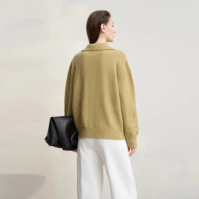 Chic Minimalist V-Neck Pullover Sweater - Loran