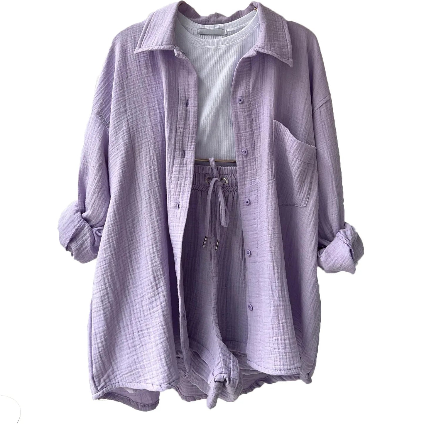 Women’s 2-Piece Cotton Gauze Pajama Set Summer Sleepwear Loran