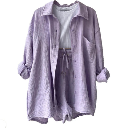 Women’s 2-Piece Cotton Gauze Pajama Set Summer Sleepwear Loran