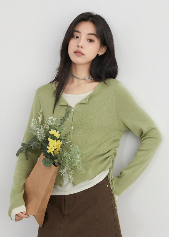 CHIC VEN New Korean Women Sweaters Slim Pullover Design Female Top O Neck Drawstring Waist Knitted Jumpers Spring Summer 2025 Loran