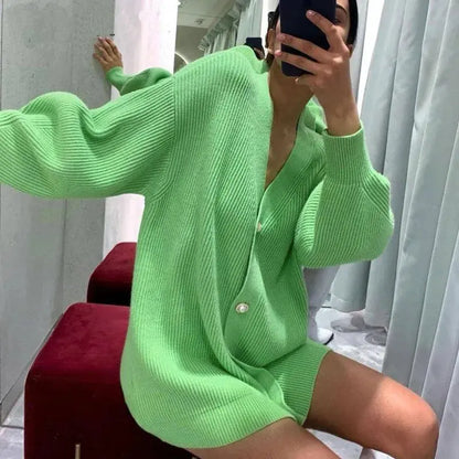 Elegant V-Neck Cardigan Sweater - Loran