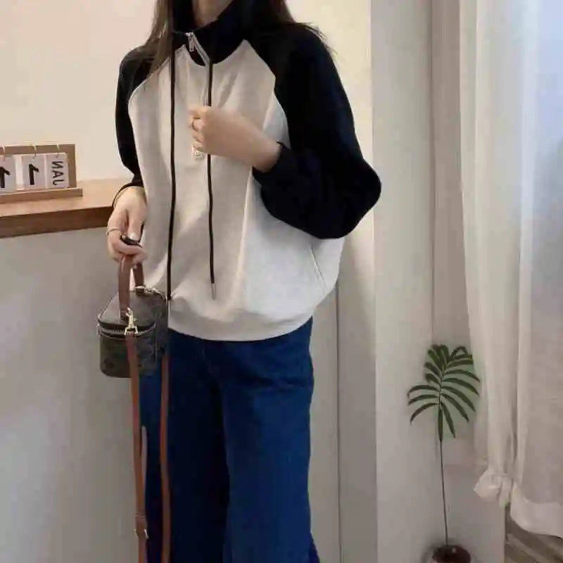 Women's Half-Zip Stand Collar Crop Sweatshirt