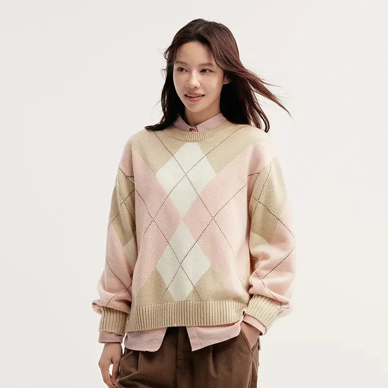 Women's Diamond Color Block Sweater LORAN STORE