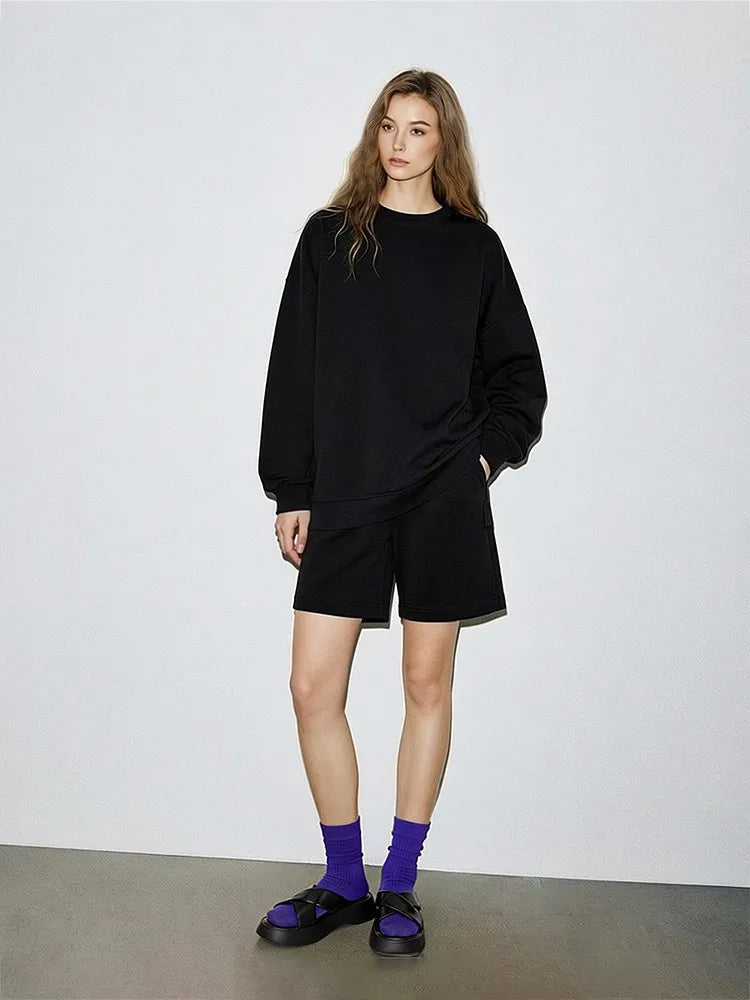 Amii Women's Sweatshirt 2026 Spring New Round Neck Love Embroidery Pullover Sweatshirts Loose Drop Shoulder Sleeve Top 12641112 Loran