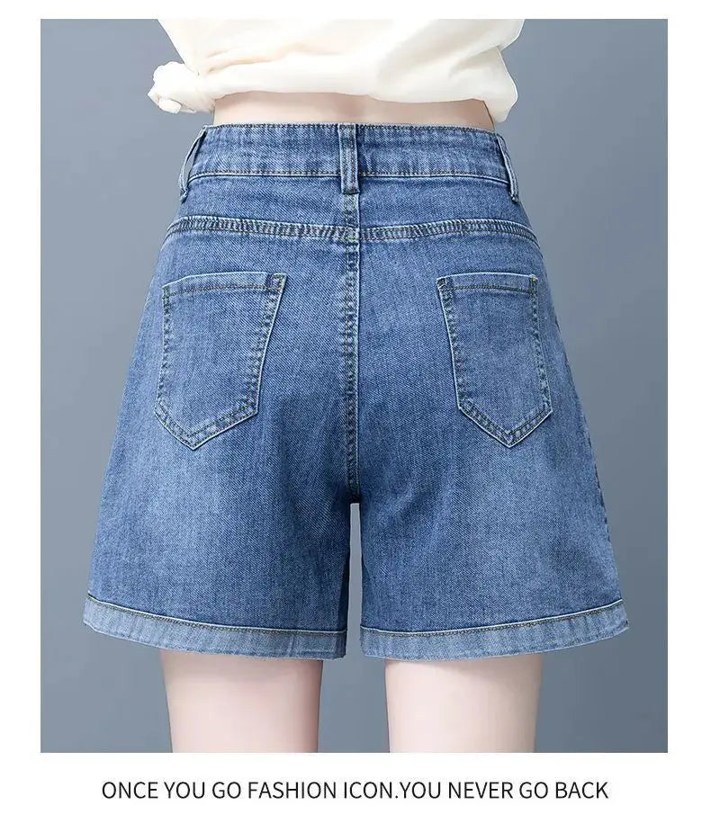 Summer Thin Denim Wide-Leg Shorts - Loran