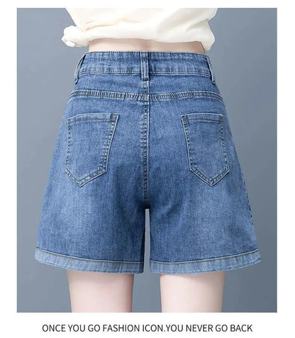Summer Thin Denim Wide-Leg Shorts - Loran