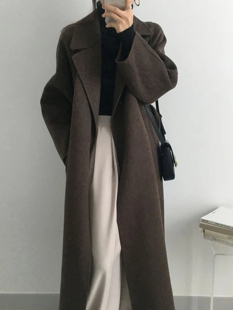 Long Woolen Casual Loose Chic Coat Women - 3IN SMART Shop  #